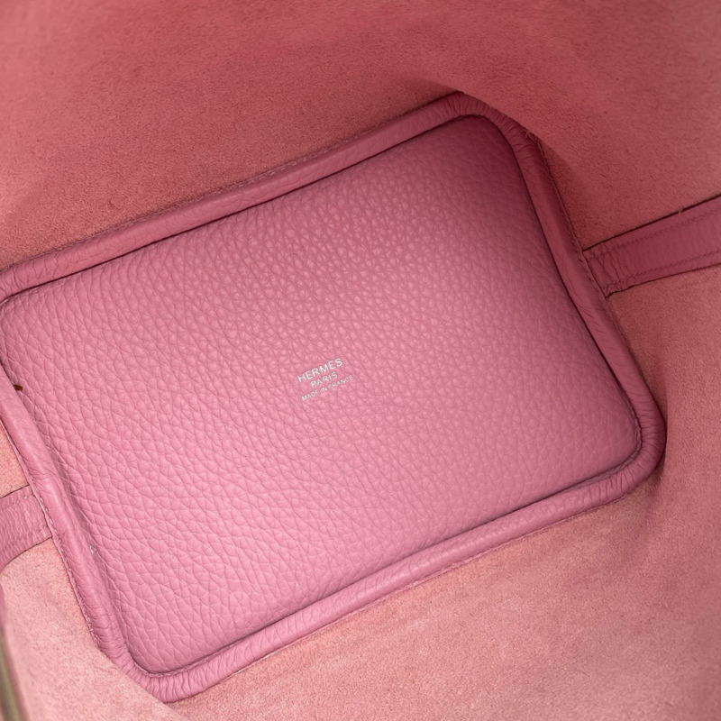 △ HERMES 愛馬仕 Pink Clemence Calfskin Palladium Plated Metal Picotin 18 Stamp Z Handbag 粉紅色粒紋小牛皮鍍鈀金屬Z刻手挽袋-267009360-10