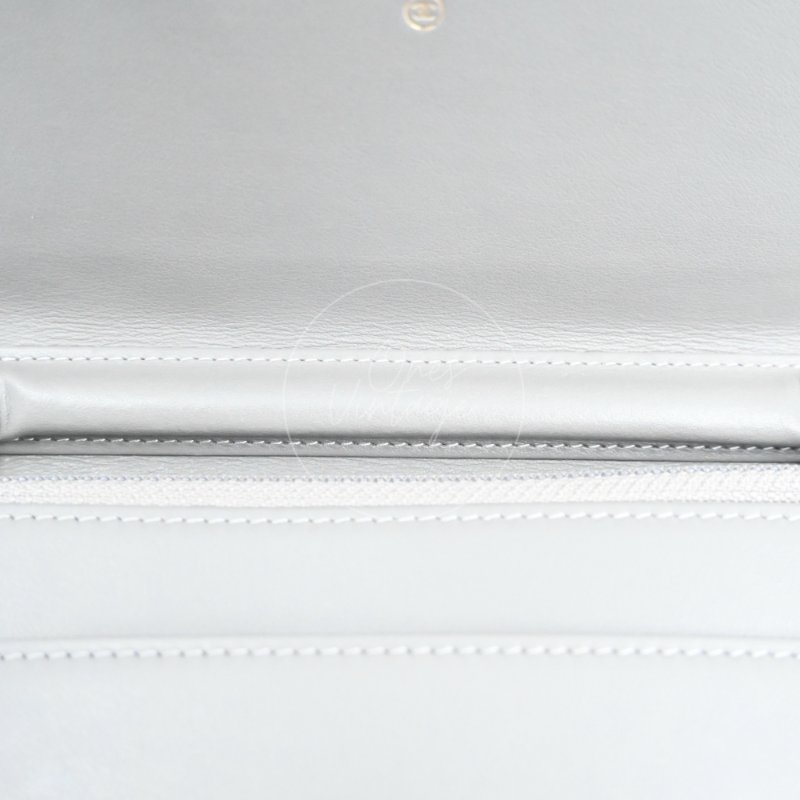中古 香奈兒 Chanel Boy Wallet 鏈條錢包 WOC 灰色荔枝皮Grey Caviar  金色五金 Series 26-24