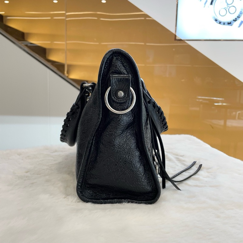 🆕25年 全新 ✨Balenciaga巴黎世家LE CITY黑色細紋羊皮革小號新款機車包手提包肩背包 銀扣 💛正品保障-5