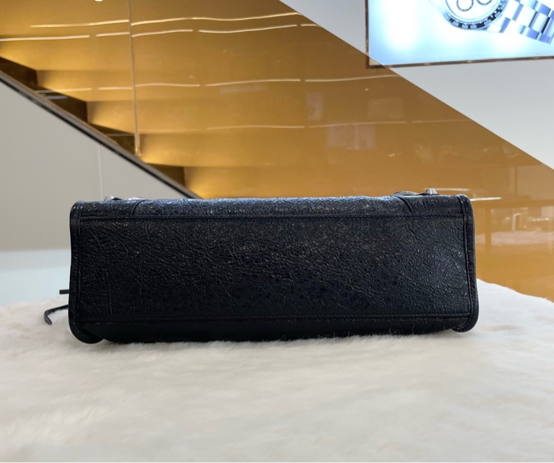 🆕25年 全新 ✨Balenciaga巴黎世家LE CITY黑色細紋羊皮革小號新款機車包手提包肩背包 銀扣 💛正品保障-6