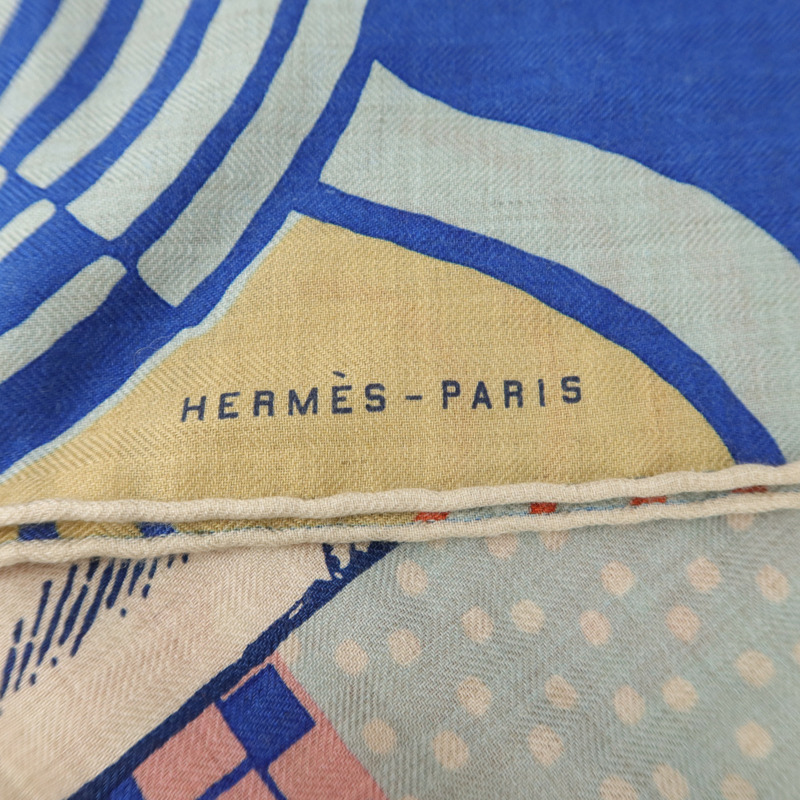 HERMES 羊絨/絲質Giant Triangle Scarf絲巾-5