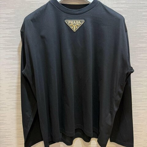 💎Han's house精品服飾💎 PRADA 尼龍 拼接 長 T  長袖 現貨 M 原價40000
