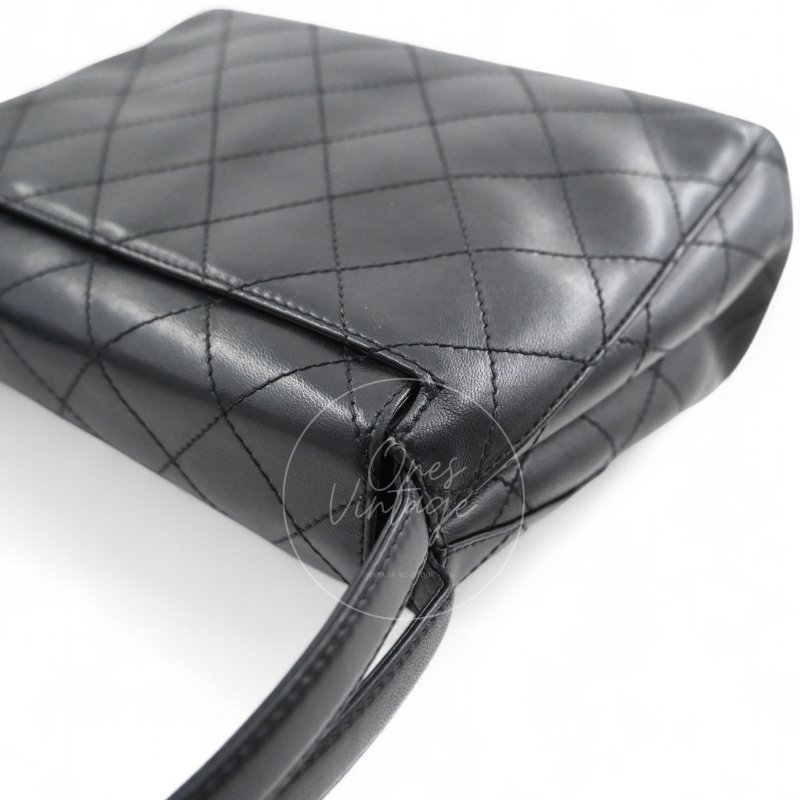 中古 香奈兒 Chanel 復古黑色小羊皮Black Lambskin  CC Turn Lock 旋扣肩背包-16