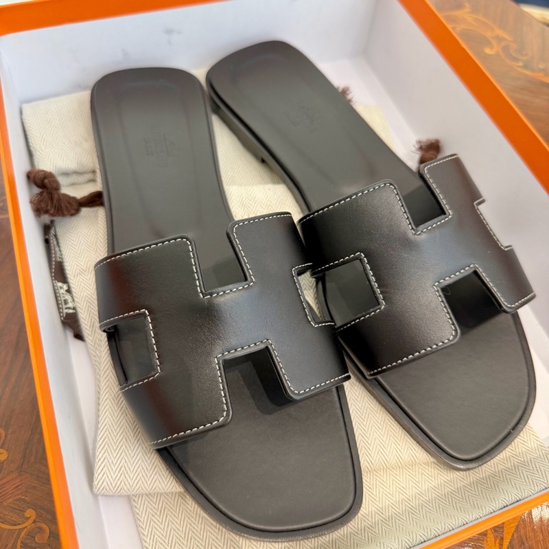 全新未使用！Hermes愛馬仕涼鞋 Oran 黑色 39碼-0