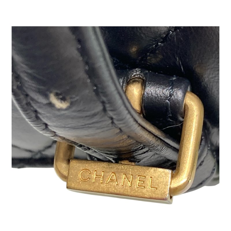 CHANEL 香奈兒 23S 後背包 復古羊皮 黑色 金釦-17