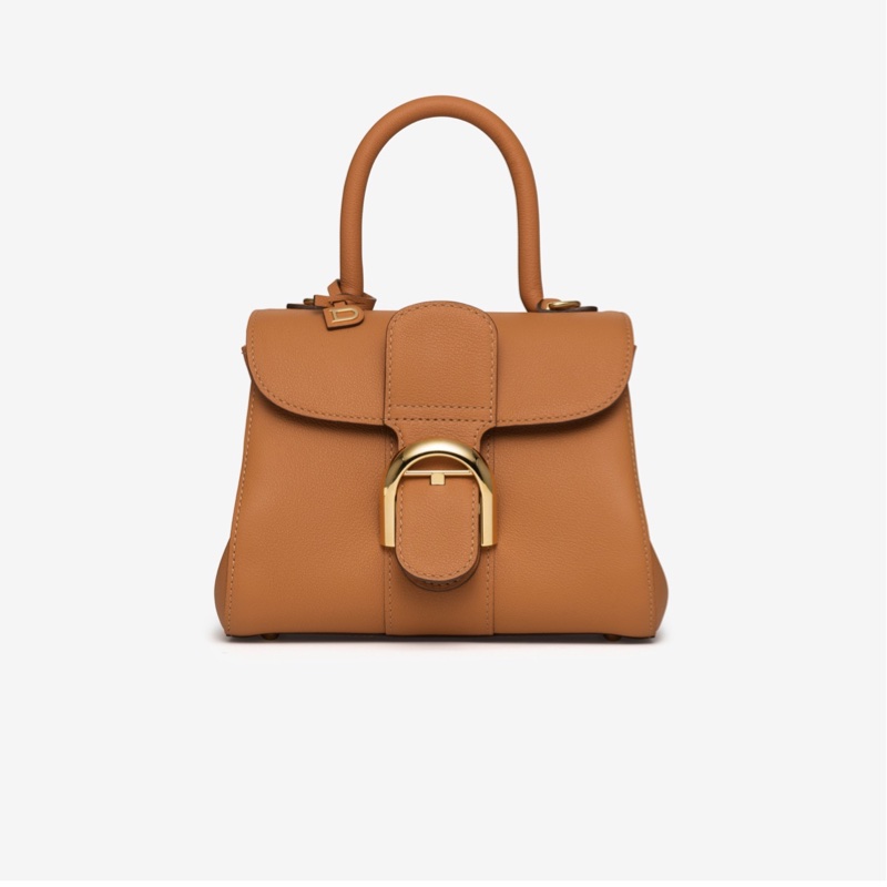99新✨德爾沃/Delvaux 焦糖色金扣牛皮手提包斜挎包 可拆卸肩帶❤️正品保障-8