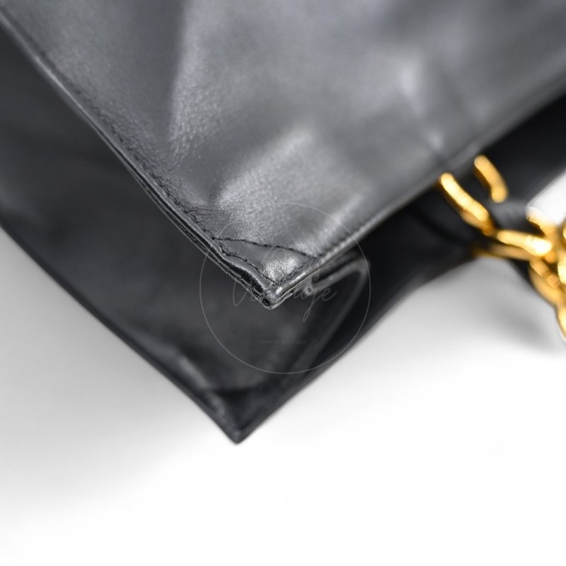 中古 香奈兒 Chanel 黑色小牛皮 Black Calfskin 鏈條肩背托特包 Chain Shoulder Tote Bag-12
