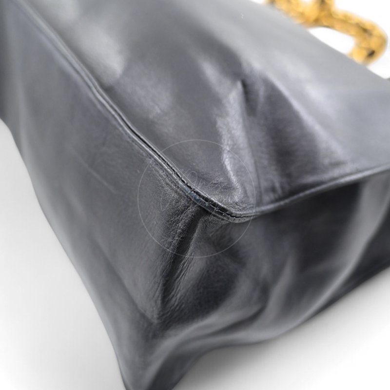 中古 香奈兒 Chanel 黑色小牛皮 Black Calfskin 鏈條肩背托特包 Chain Shoulder Tote Bag-16