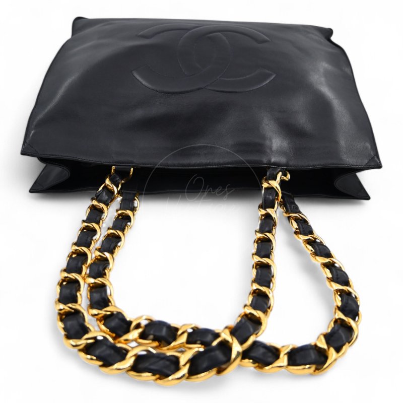 中古 香奈兒 Chanel 黑色小牛皮 Black Calfskin 鏈條肩背托特包 Chain Shoulder Tote Bag-29