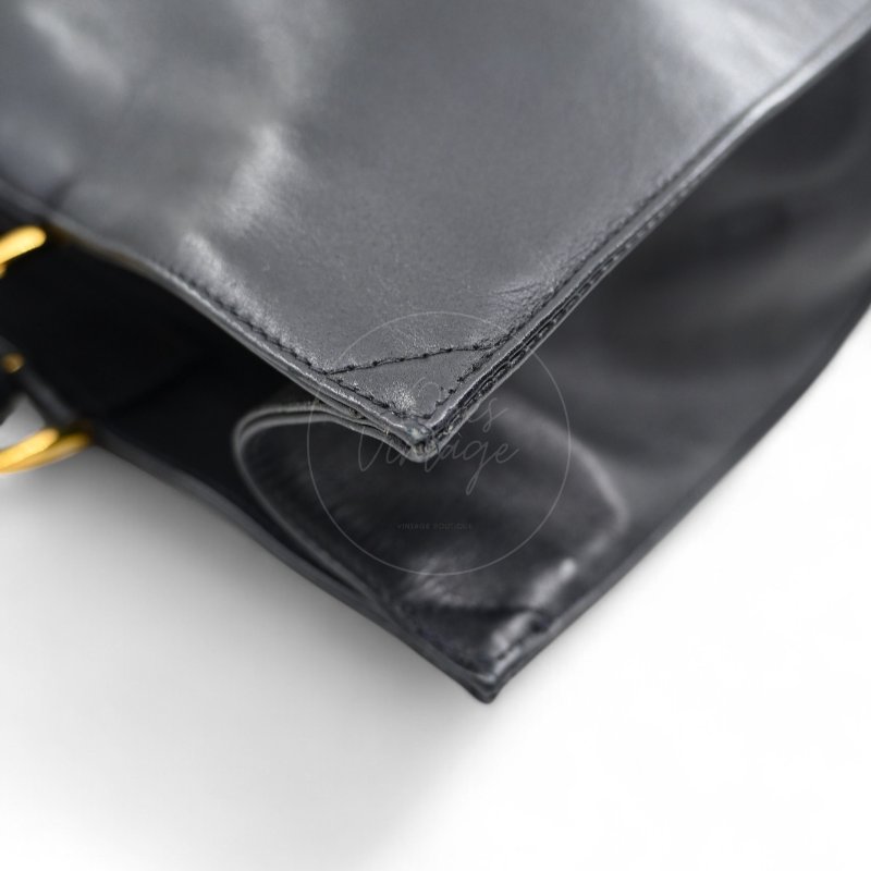 中古 香奈兒 Chanel 黑色小牛皮 Black Calfskin 鏈條肩背托特包 Chain Shoulder Tote Bag-39