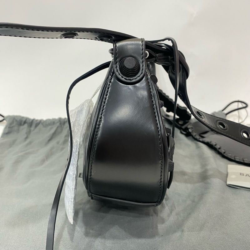 🆕全新❤Balenciaga/巴黎世家 le cagole黑色小羊皮月亮包機車斜挎包 正品💛-1