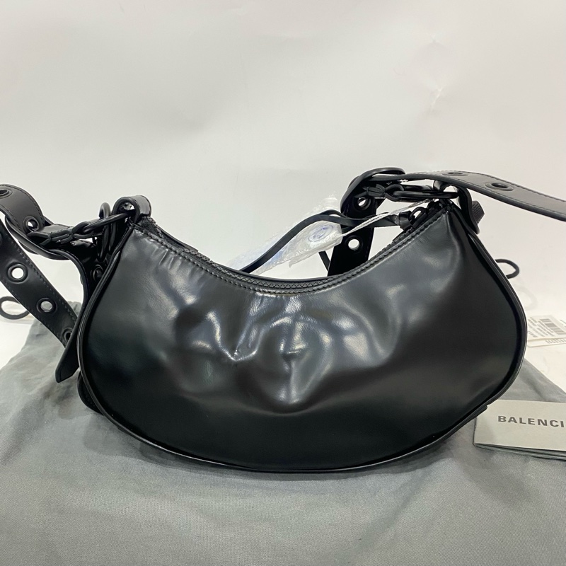 🆕全新❤Balenciaga/巴黎世家 le cagole黑色小羊皮月亮包機車斜挎包 正品💛-2