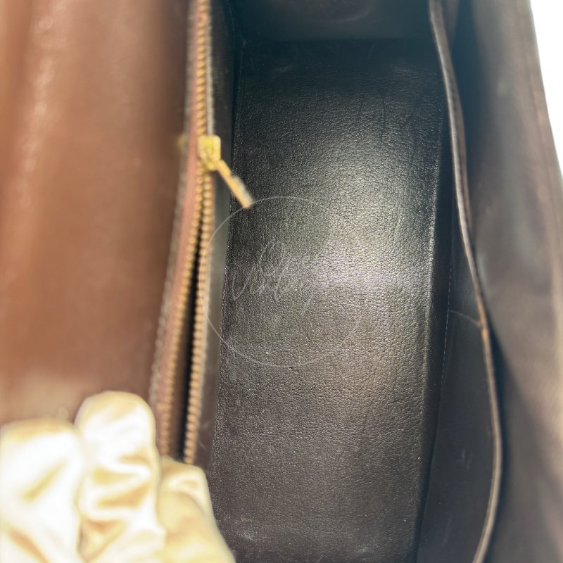 中古 愛馬仕 Hermès Kelly 28 Ebène 深棕色 Box 皮革 印記 Square B 手袋-19