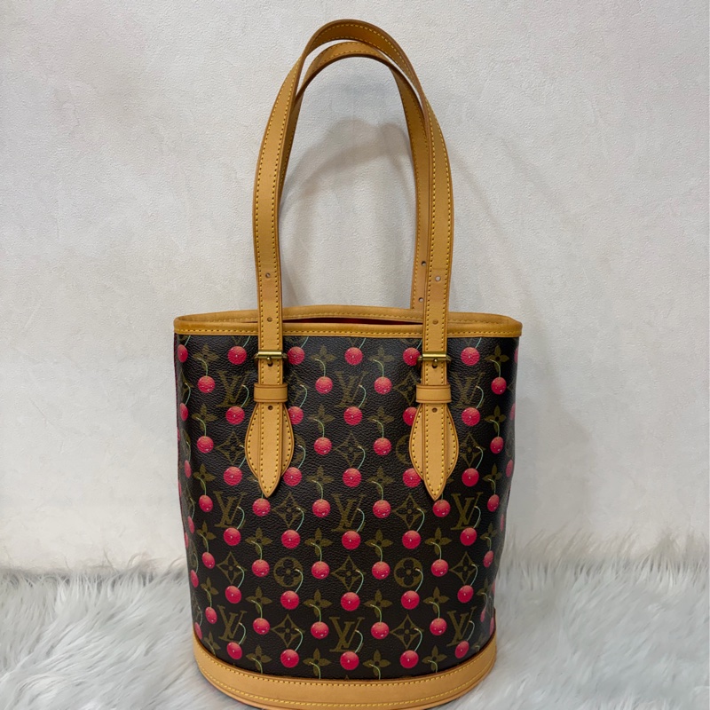 LOUIS VUITTON Bucket M95012 村上隆 櫻桃 水桶包 手提包 肩背包-0