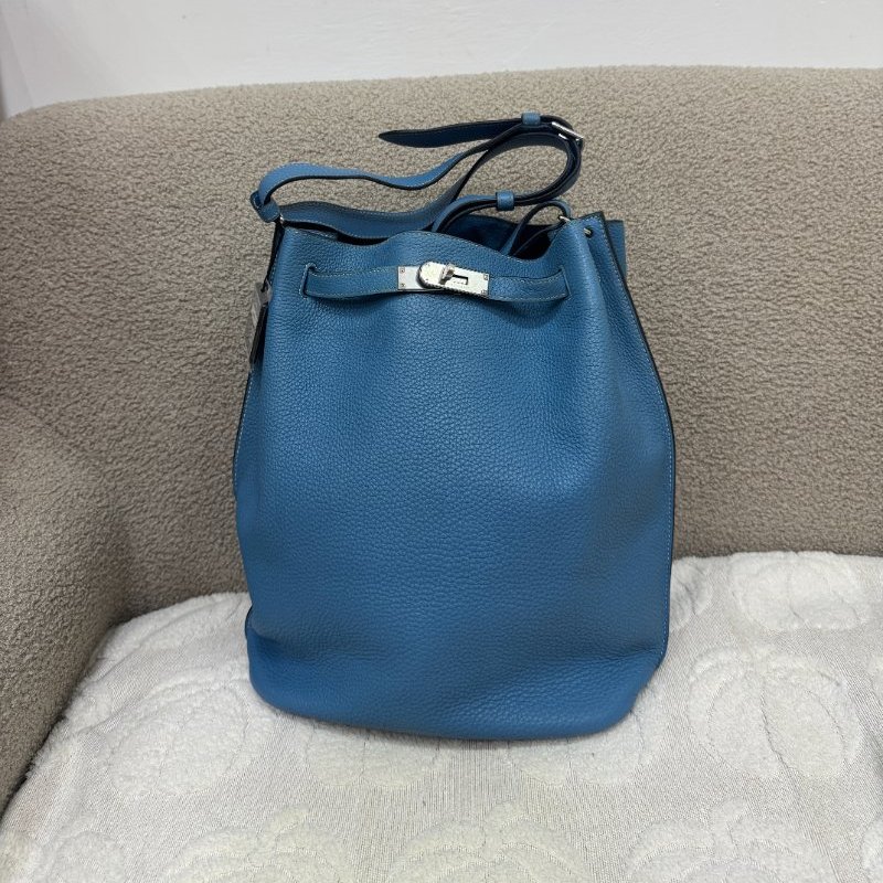 中古 愛馬仕 Hermès So Kelly 26 Bleu Jean 牛仔藍 Togo 皮革 印記 Square N 肩背包-0