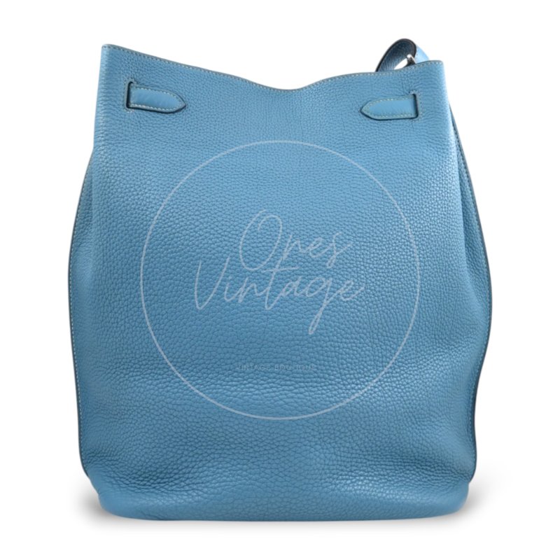 中古 愛馬仕 Hermès So Kelly 26 Bleu Jean 牛仔藍 Togo 皮革 印記 Square N 肩背包-3