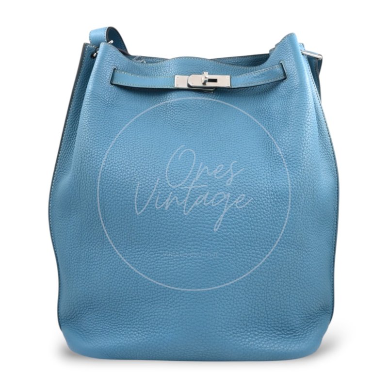 中古 愛馬仕 Hermès So Kelly 26 Bleu Jean 牛仔藍 Togo 皮革 印記 Square N 肩背包-7