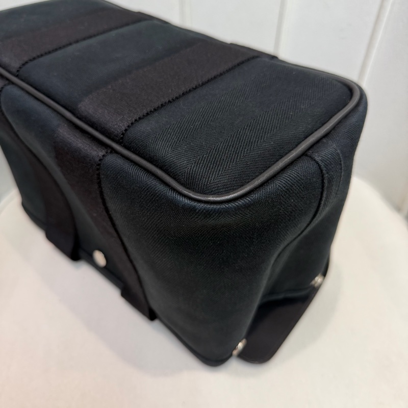 Hermes Valparaiso 黑色帆布拼皮蘑菇包 XC473-9