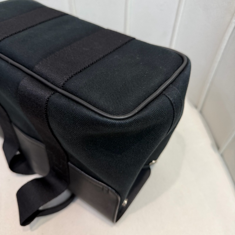 Hermes Valparaiso 黑色帆布拼皮蘑菇包 XC473-11
