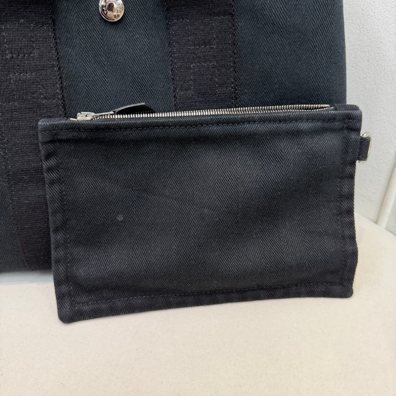Hermes Valparaiso 黑色帆布拼皮蘑菇包 XC473-26