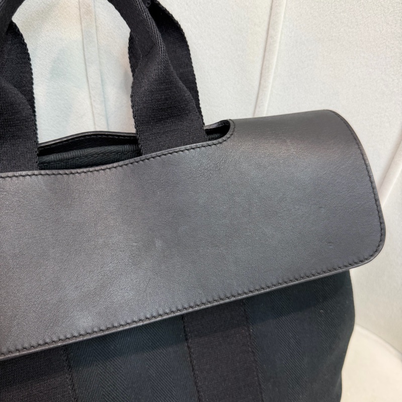 Hermes Valparaiso 黑色帆布拼皮蘑菇包 XC473-36