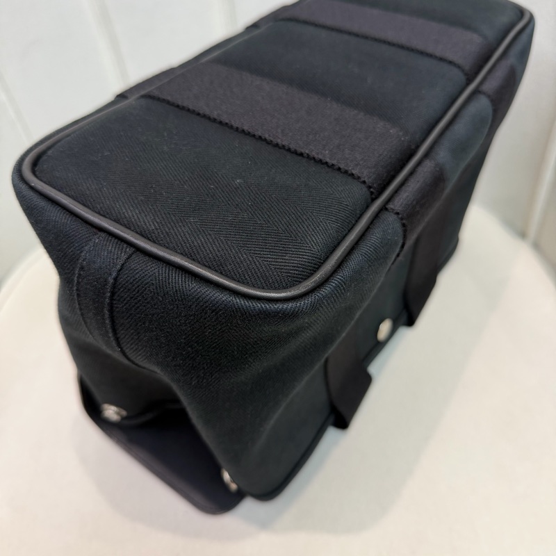 Hermes Valparaiso 黑色帆布拼皮蘑菇包 XC473-41