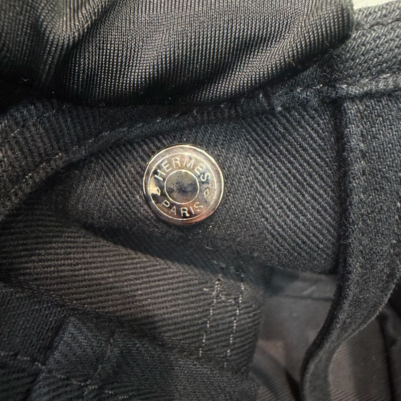 Hermes Valparaiso 黑色帆布拼皮蘑菇包 XC473-49