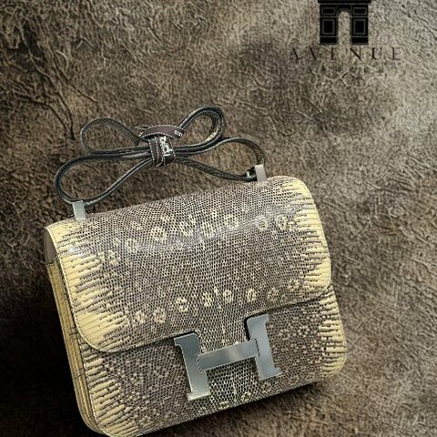 【極致天菜】HERMES 24康康 沙漠色 蜥蜴皮  銀扣