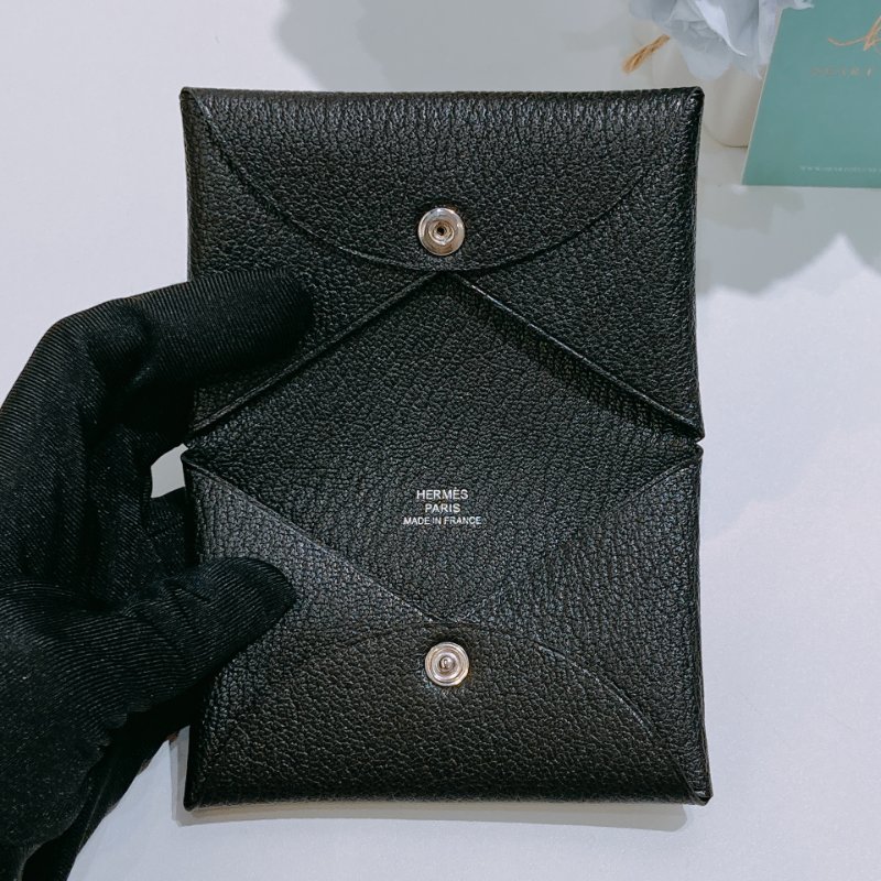 TW4858	Hermes 愛馬仕羊皮卡包 Calvi Card Holder Chevre Mysore Black-8