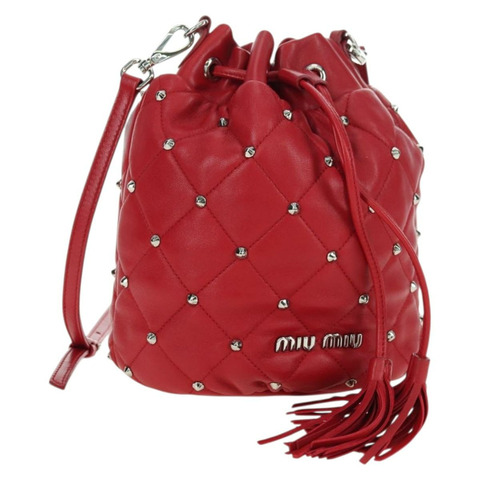 Miu Miu 紅色銀色皮革肩背包 正品 176740V