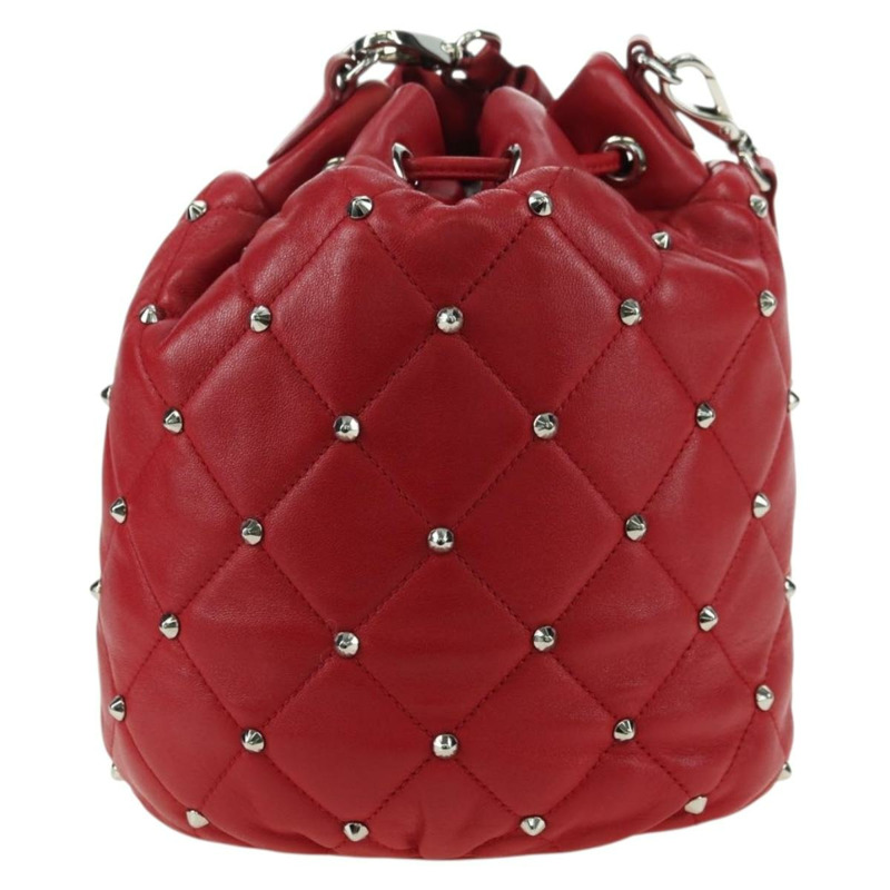 【日本直送】Miu Miu 紅色銀色皮革肩背包 正品 176740V-1