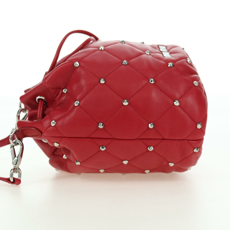 【日本直送】Miu Miu 紅色銀色皮革肩背包 正品 176740V-2