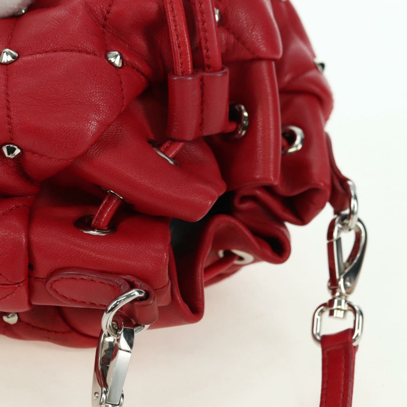【日本直送】Miu Miu 紅色銀色皮革肩背包 正品 176740V-5