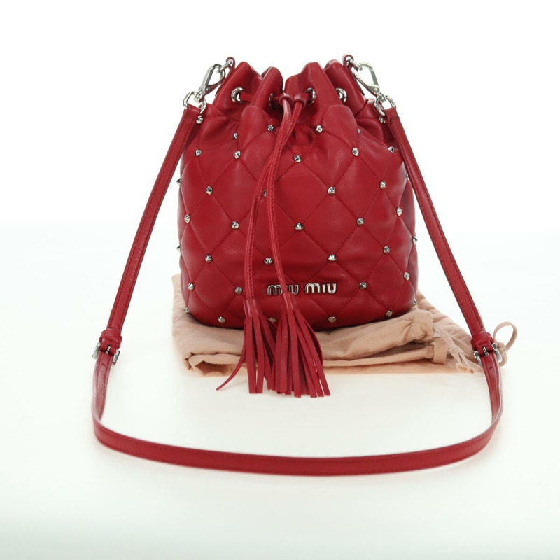 【日本直送】Miu Miu 紅色銀色皮革肩背包 正品 176740V-11
