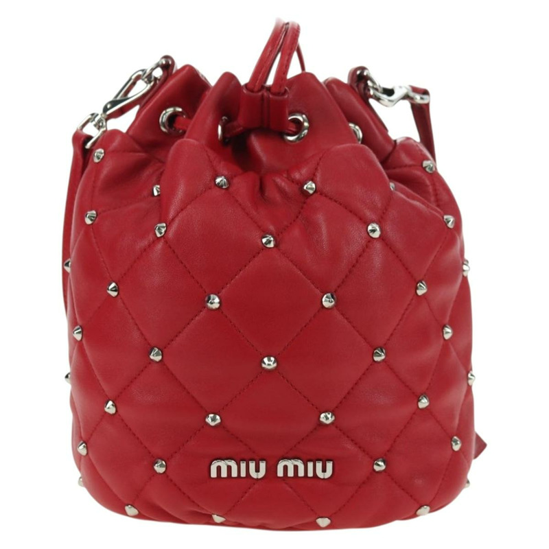 【日本直送】Miu Miu 紅色銀色皮革肩背包 正品 176740V-12