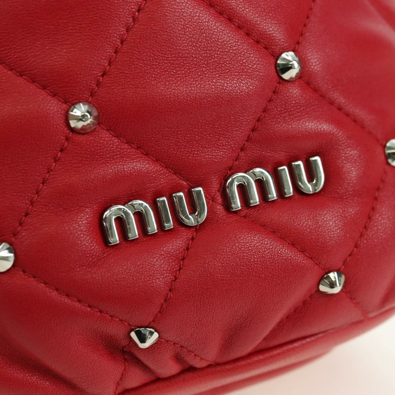 【日本直送】Miu Miu 紅色銀色皮革肩背包 正品 176740V-17