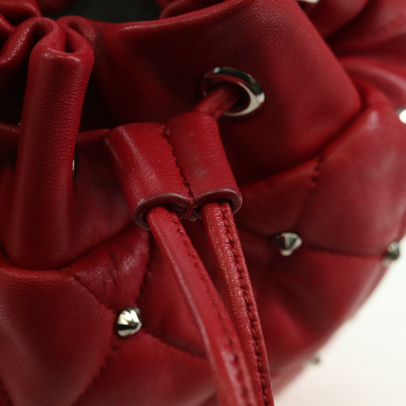 【日本直送】Miu Miu 紅色銀色皮革肩背包 正品 176740V-18