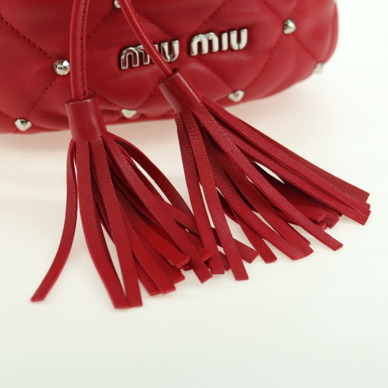 【日本直送】Miu Miu 紅色銀色皮革肩背包 正品 176740V-19