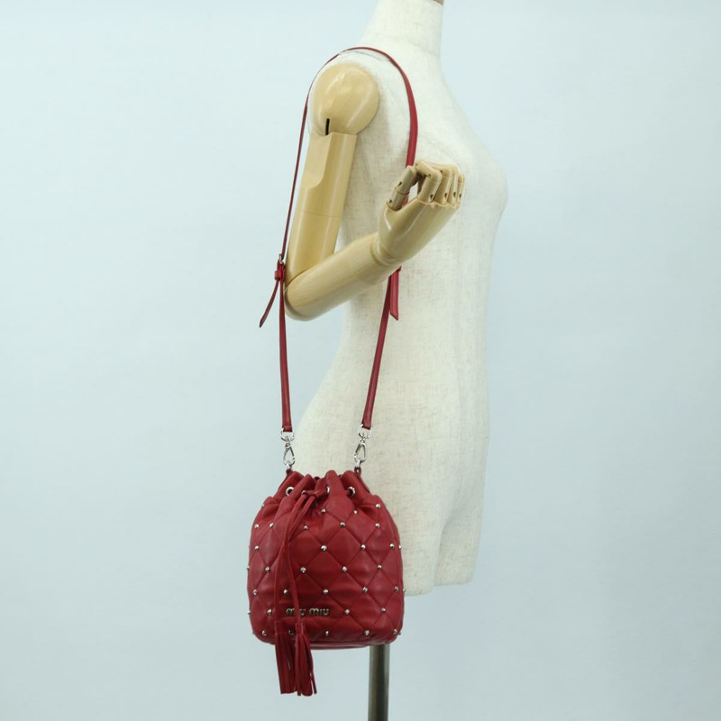 【日本直送】Miu Miu 紅色銀色皮革肩背包 正品 176740V-23