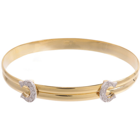 CARTIER 18K黃金/白金Vintabe Doube C Diamond Bracelet鑽石手鐲