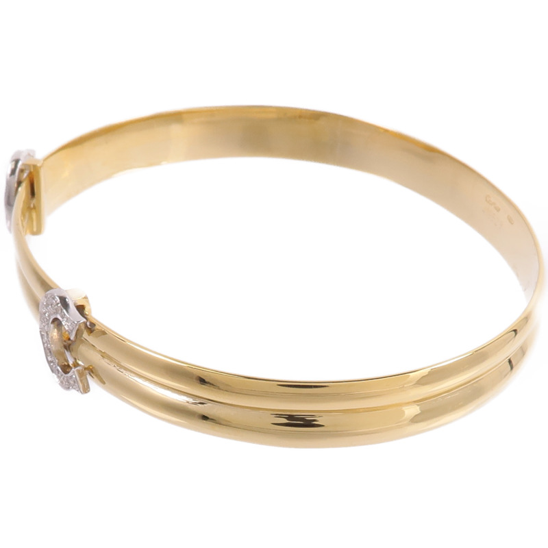 CARTIER 18K黃金/白金Vintabe Doube C Diamond Bracelet鑽石手鐲-1