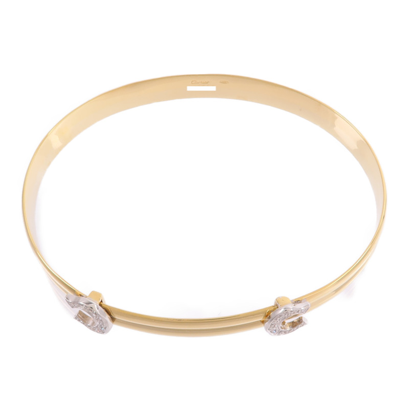 CARTIER 18K黃金/白金Vintabe Doube C Diamond Bracelet鑽石手鐲-3
