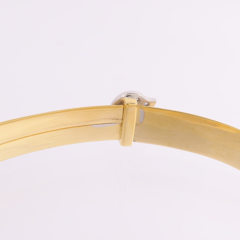 CARTIER 18K黃金/白金Vintabe Doube C Diamond Bracelet鑽石手鐲-5