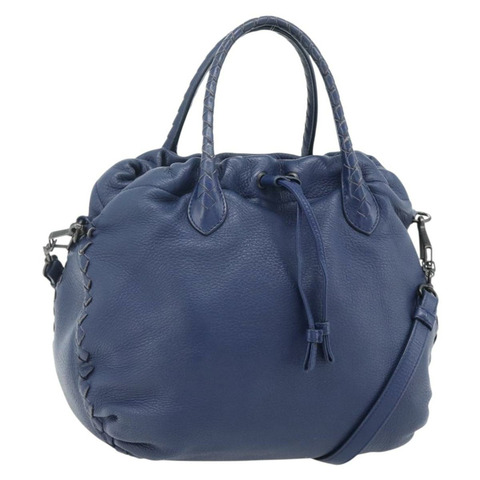 BOTTEGA VENETA 手提包 皮革 2way 藍色 Auth mr2462A