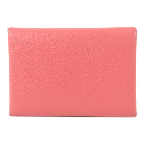HERMES Epsom皮革Calvi Duo卡片套Rose Azalee