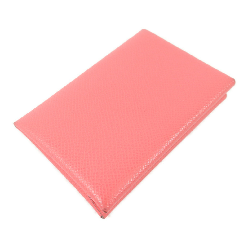 HERMES Epsom皮革Calvi Duo卡片套Rose Azalee-2