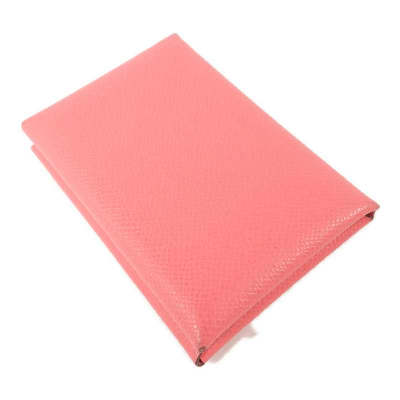 HERMES Epsom皮革Calvi Duo卡片套Rose Azalee-3