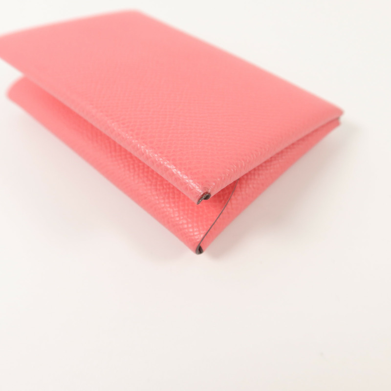 HERMES Epsom皮革Calvi Duo卡片套Rose Azalee-10