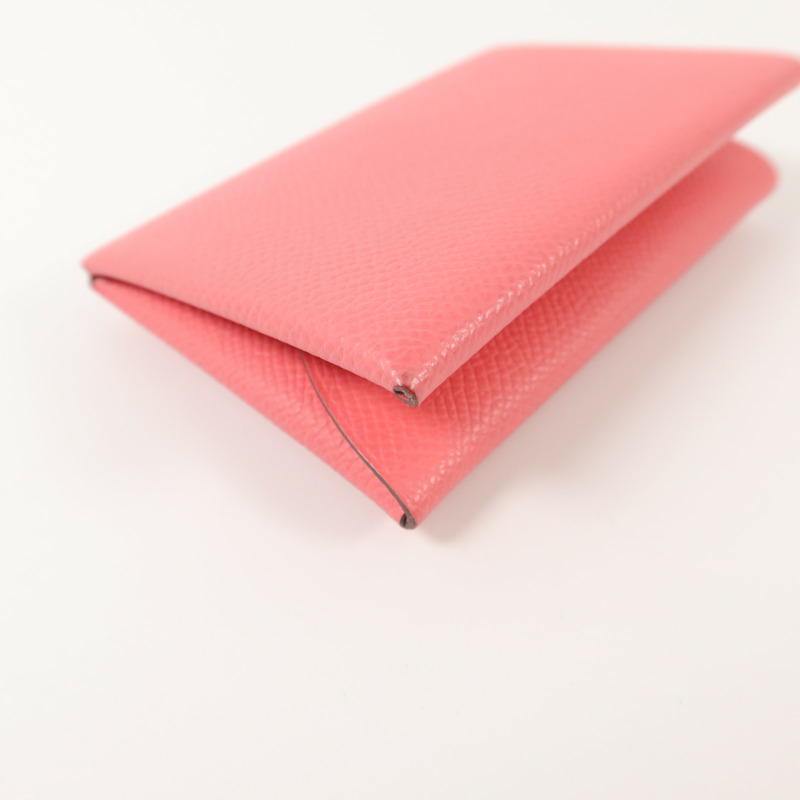 HERMES Epsom皮革Calvi Duo卡片套Rose Azalee-11
