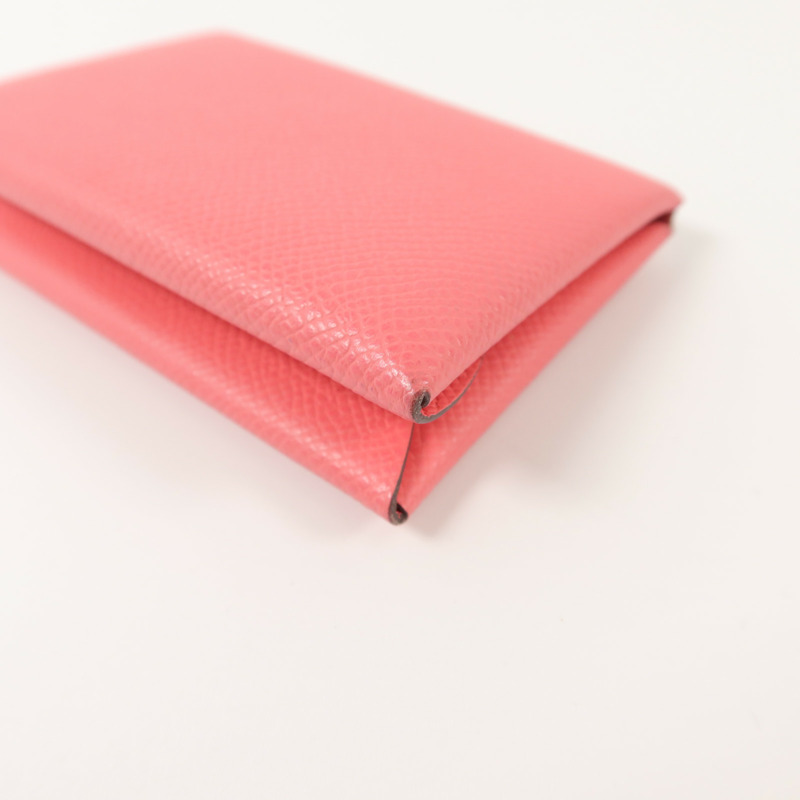 HERMES Epsom皮革Calvi Duo卡片套Rose Azalee-12